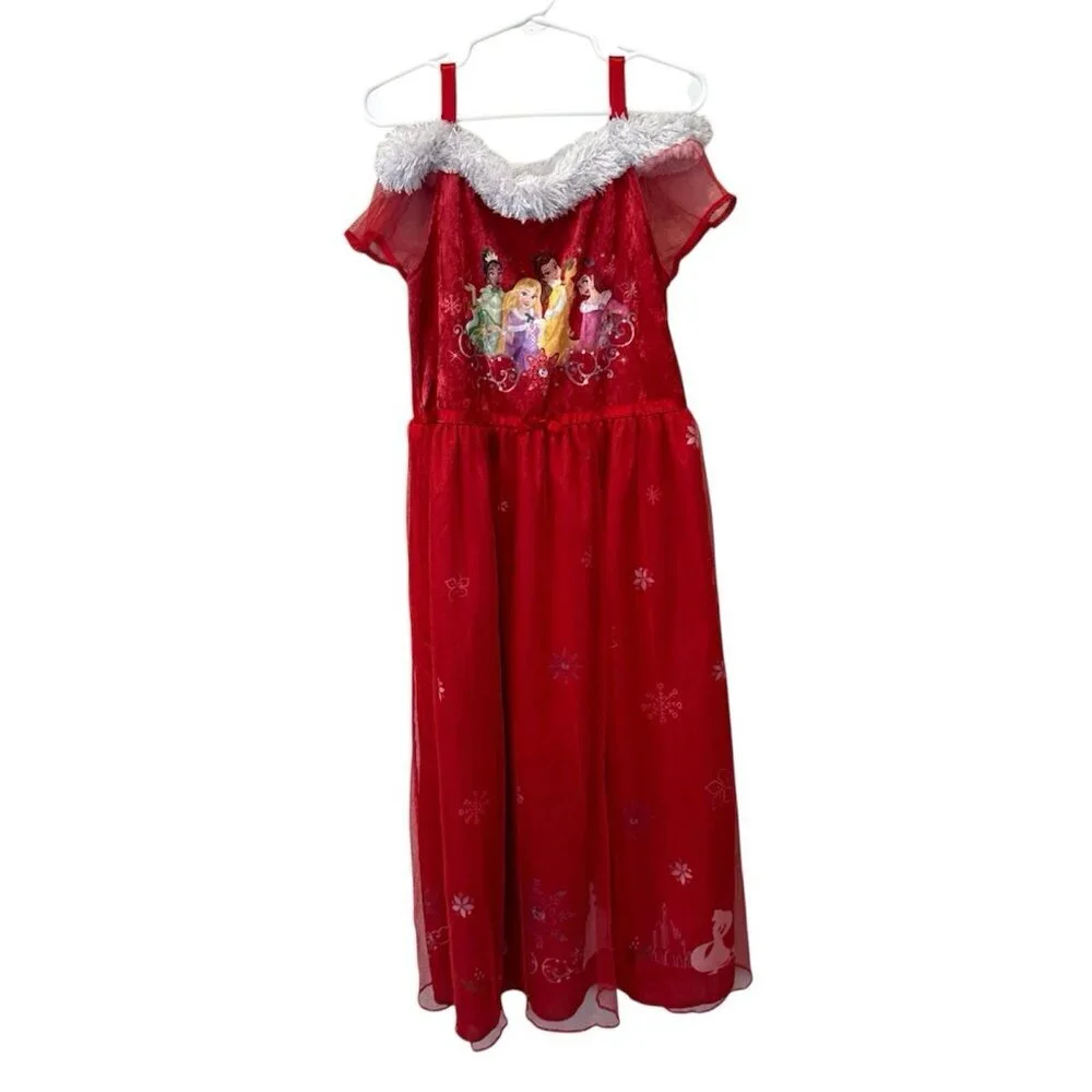 Disney Princess Girl's Satinet and Tulle Christmas Holiday Nightgown Gown Size 8